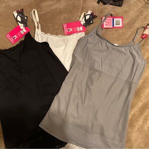 3 Flexees tank tops- new with tags! Black, grey, and white